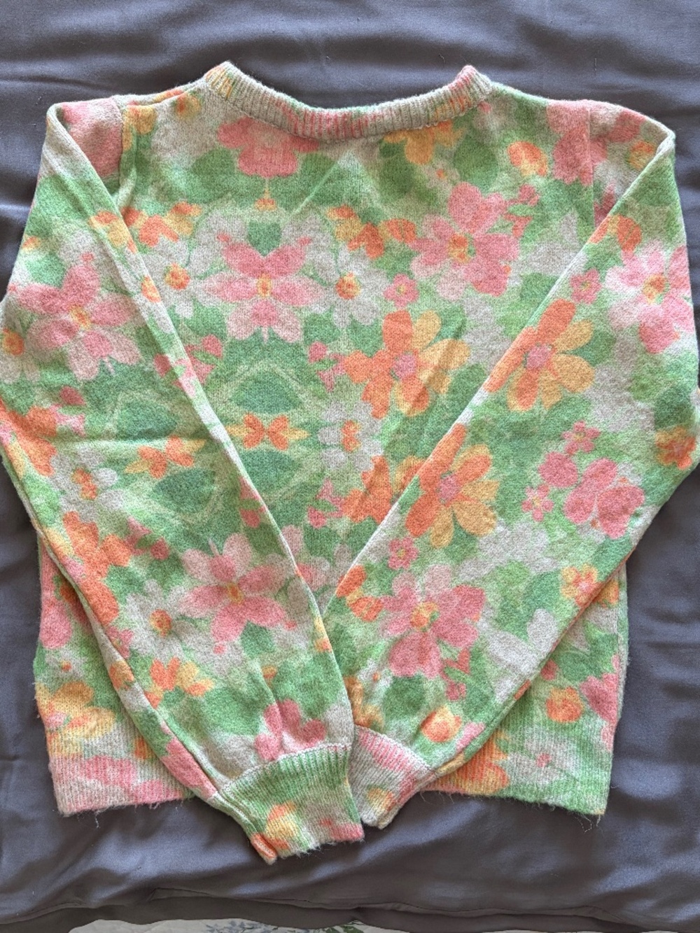 EUC Zara Women’s Pearl-Trim Floral Jacquard Knit Cardigan Acrylic Size Small - Picture 4 of 7
